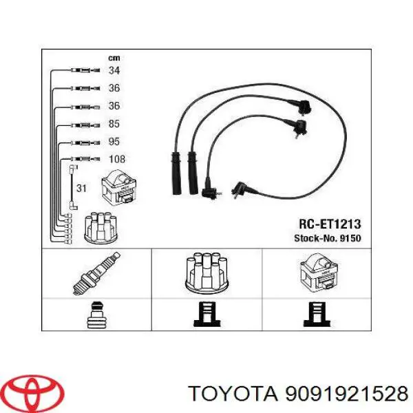 Купити 9091921528 Toyota Провід високовольтні, комплект