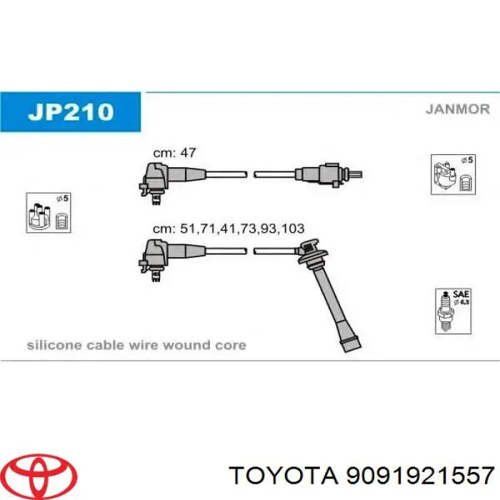 9091921557 Toyota Проводи високовольтні