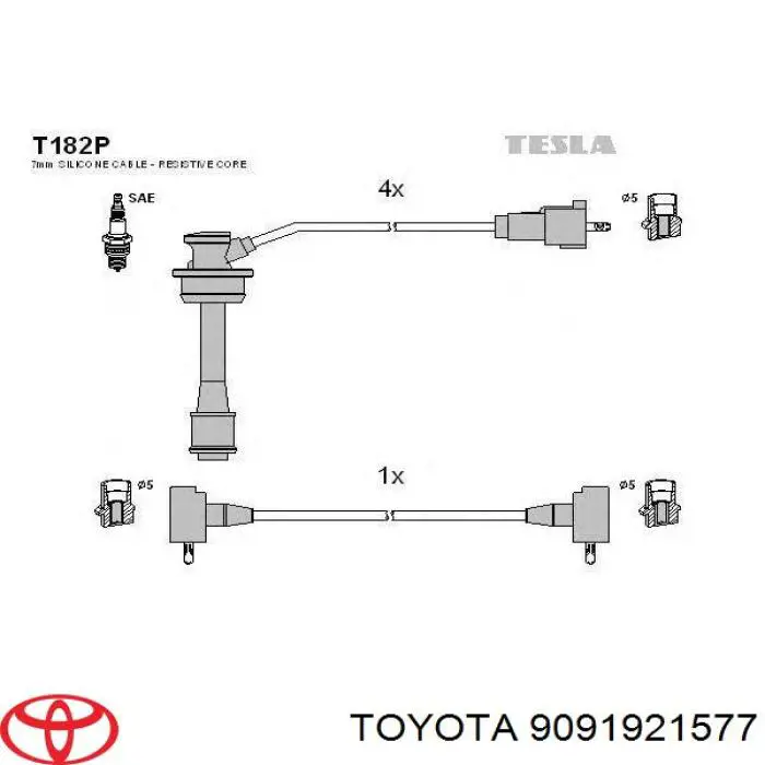 9091921577 Toyota дріт високовольтні, комплект