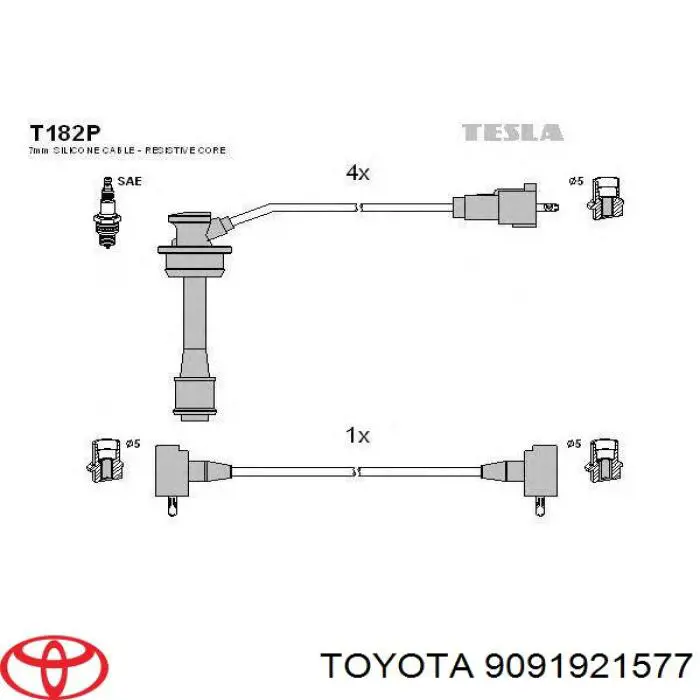 Дріт високовольтний, комплект 9091921577 Toyota