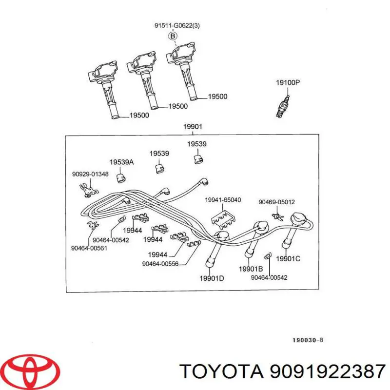 9091922387 Toyota дріт високовольтні, комплект
