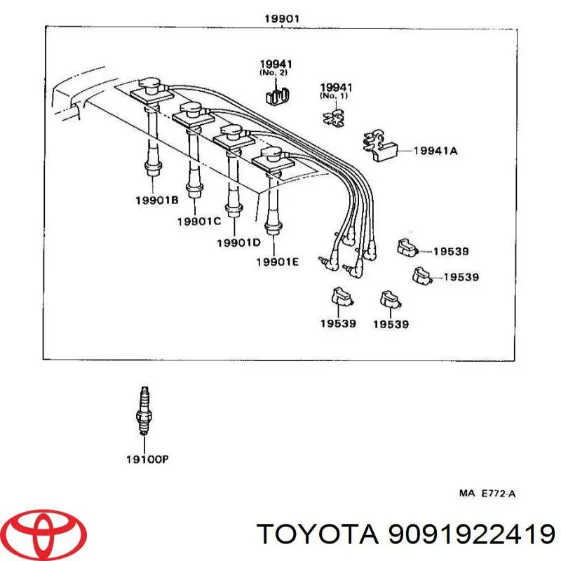 9091922419 Toyota Проводи високовольтні