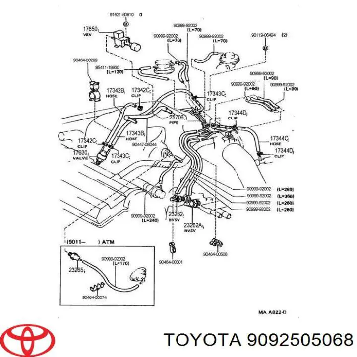 Купити 9092505068 Toyota Датчик температури, вакуумний