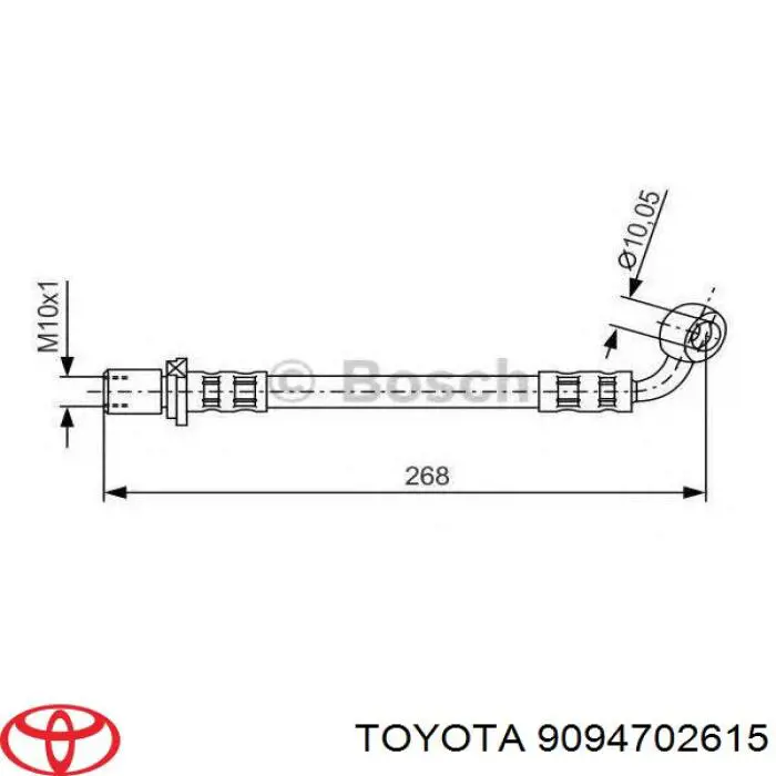 Шланг гальмівний задній, лівий Toyota 9094702615 ціна, від 11.31 USD