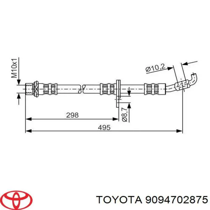 Шланг гальмівний передній, правий 9094702875 Toyota