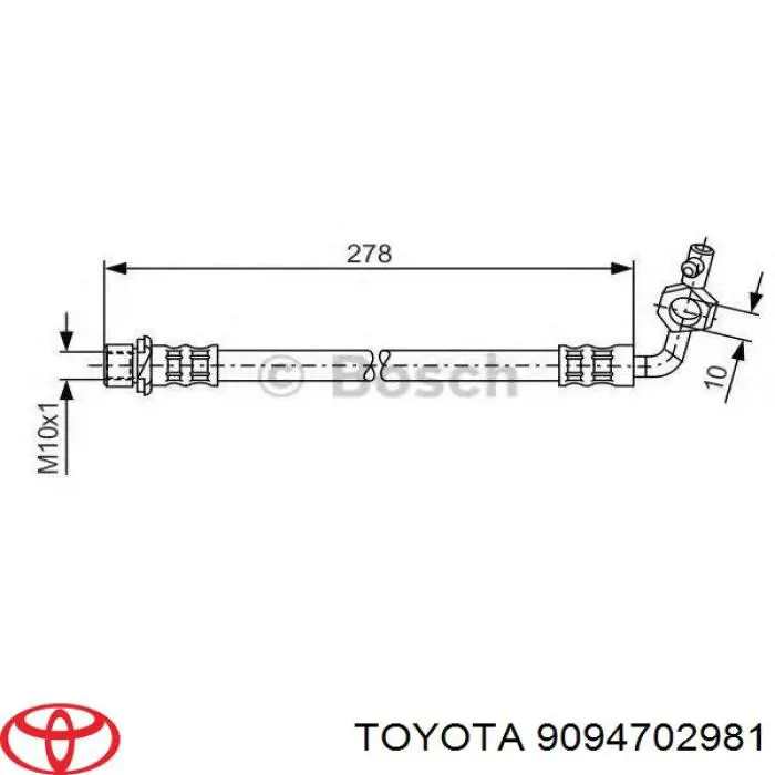 9094702981 Toyota шланг гальмівний задній, лівий