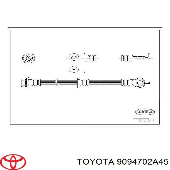 Купити 9094702A45 Toyota Шланг гальмівний передній, правий