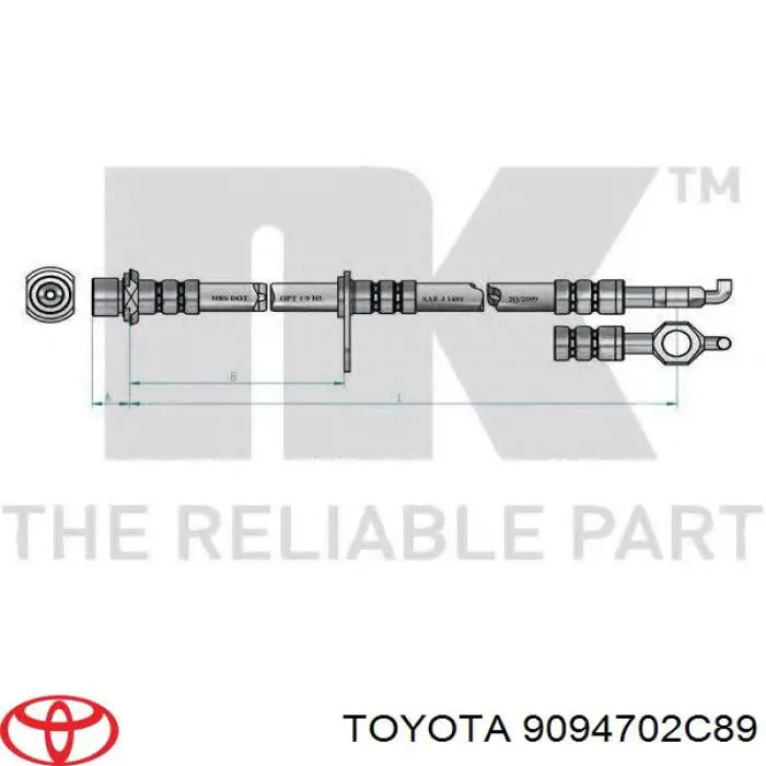 Шланг гальмівний передній, правий Toyota Camry (V30) (Тойота Камрі)