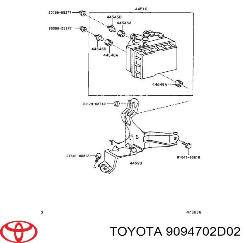 Купити 9094702D02 Toyota Шланг гальмівний задній, правий