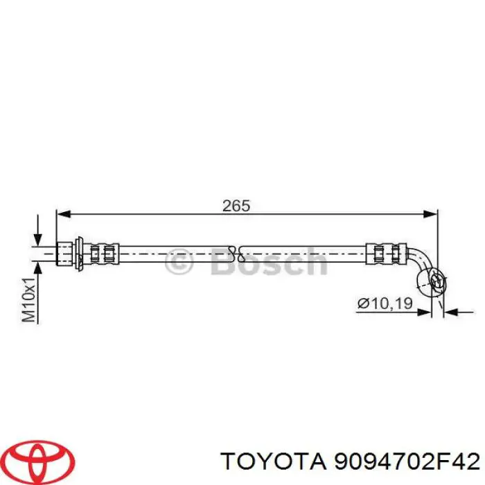 Шланг гальмівний передній, правий Toyota 9094702F42 ціна, від 14.62 USD