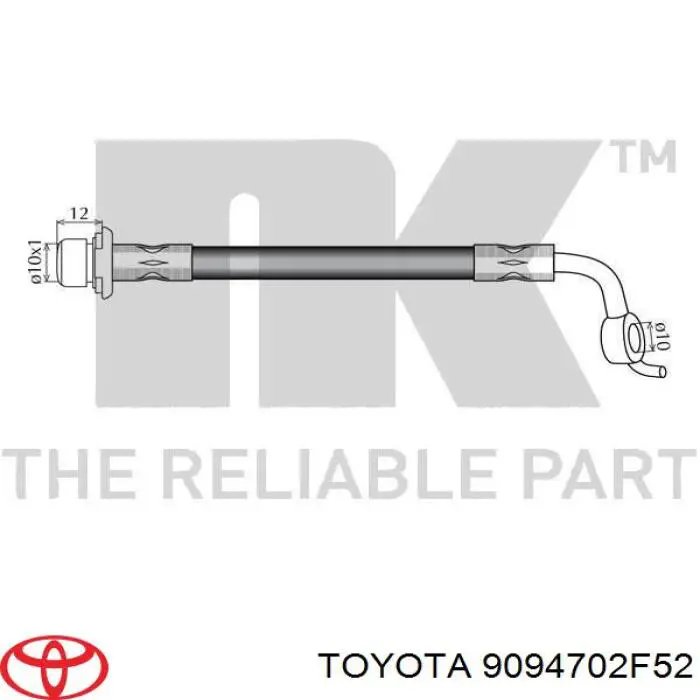 Купити 9094702F52 Toyota Шланг гальмівний задній, лівий