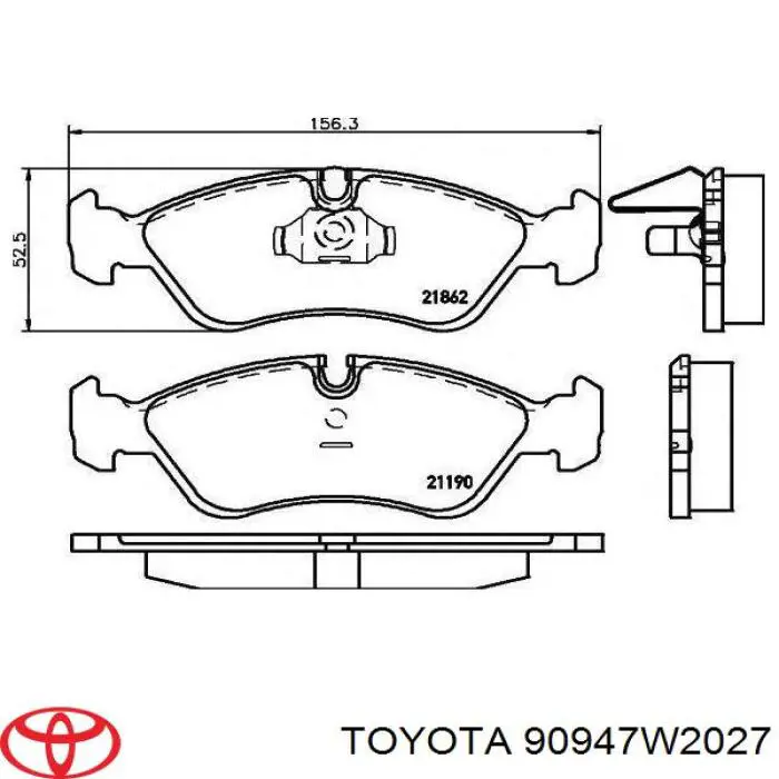 Шланг гальмівний передній, правий Toyota 90947W2027 ціна, від 21.06 USD