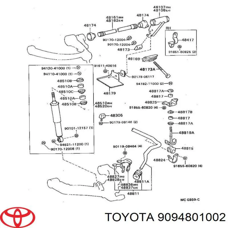 9094801002 Toyota втулка стійки переднього стабілізатора