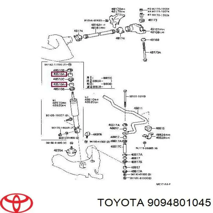 Втулка амортизатора заднього Toyota 9094801045 ціна, від 1.35 USD