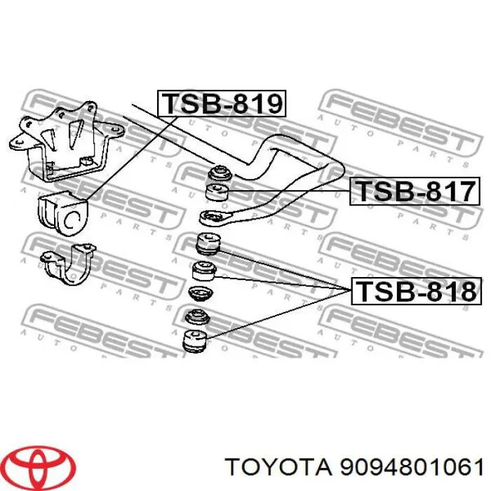 Втулка стабілізатора переднього, верхня Toyota Hiace 4 (H1, H2) (Тойота Хайейс)
