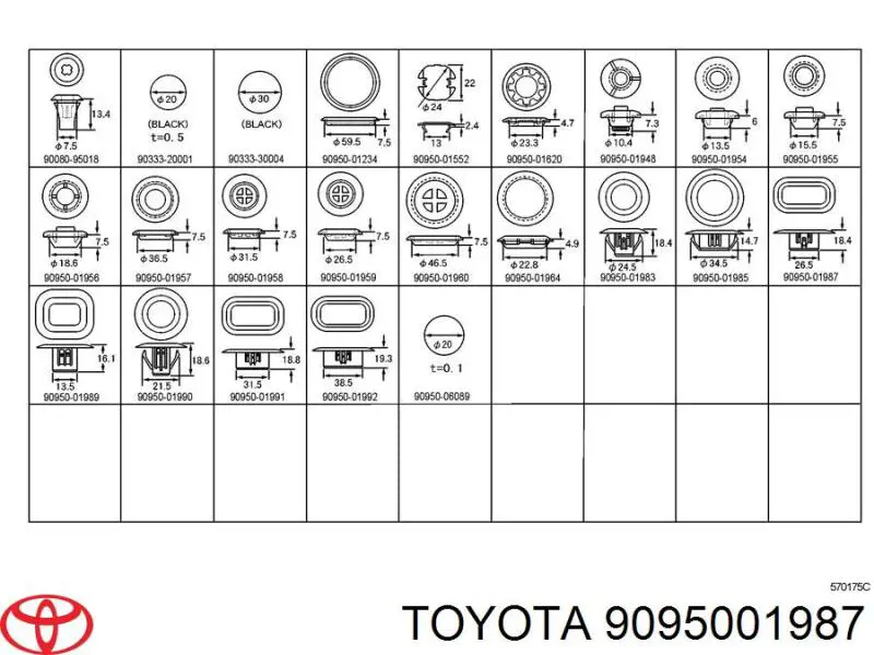 9095001987 Toyota Заглушка кузова (підлоги)