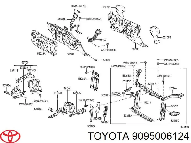 9095006124 Toyota датчик відкривання капота