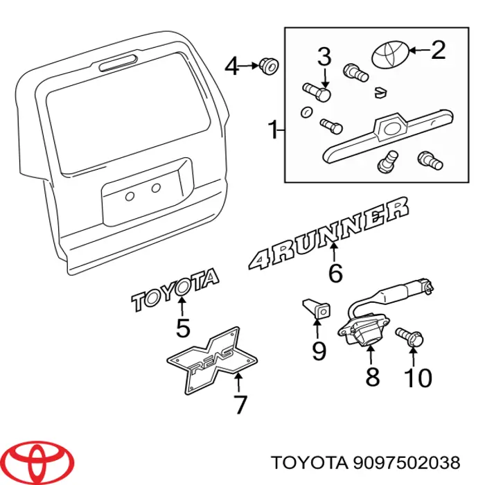Емблема кришки багажника, фірмовий значок Toyota 4Runner (GRN21, UZN21) (Тойота 4 раннер)