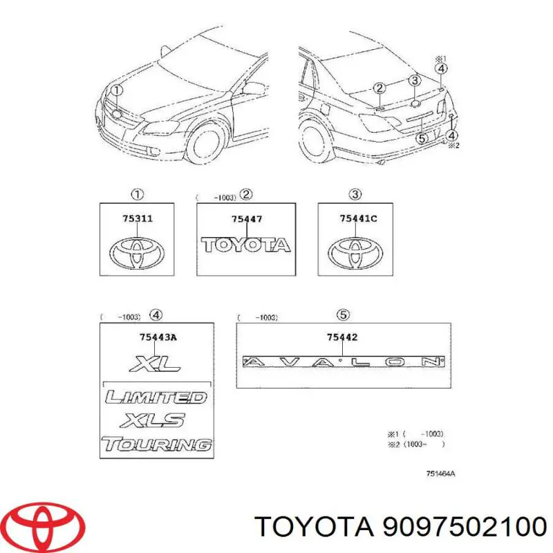 9097502100 Toyota Емблема решітки радіатора