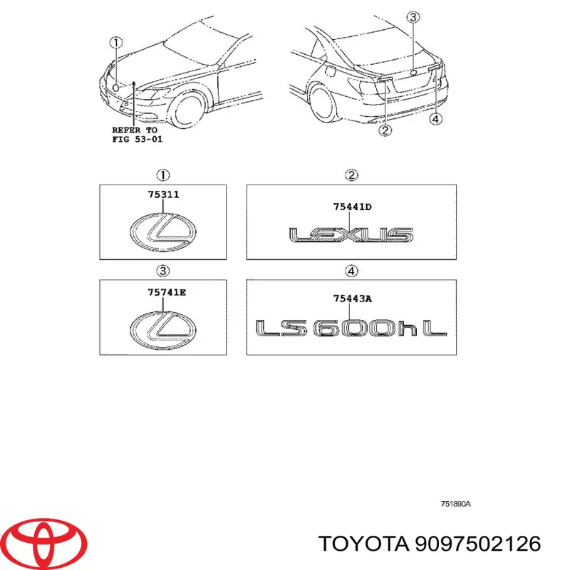 Емблема капота Lexus LS 600 HL (Лексус LS)