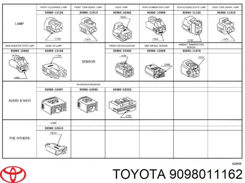 Роз'єм (фішка) заднього ліхтаря Toyota 9098011162 ціна, від 4.88 USD