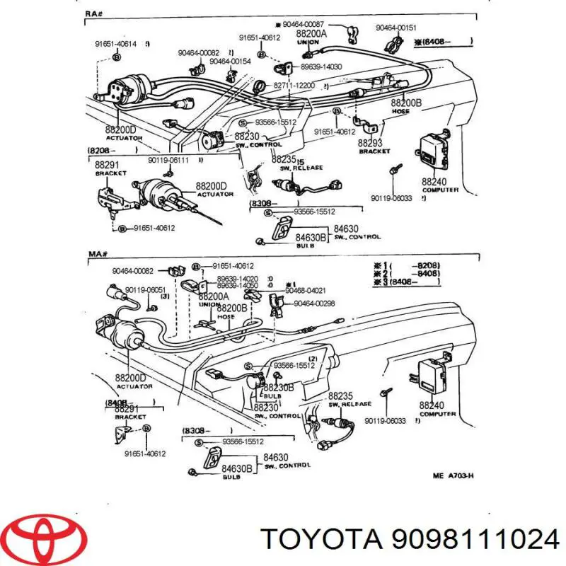 Лампочка щитка / панелі приладів 9098111024 Toyota