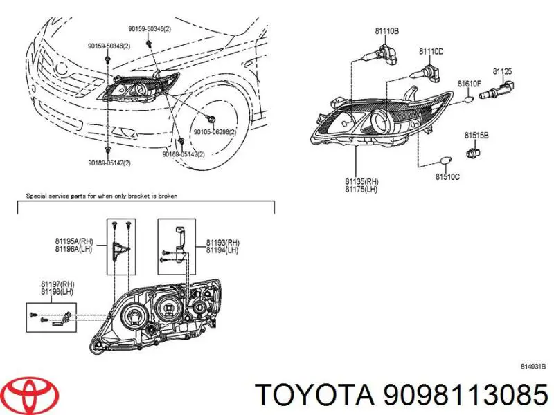 Лампочка 9098113085 Toyota