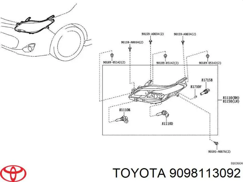 Лампочка противотуманной фари Toyota RAV4 4 (A4) (Тойота Рав4)