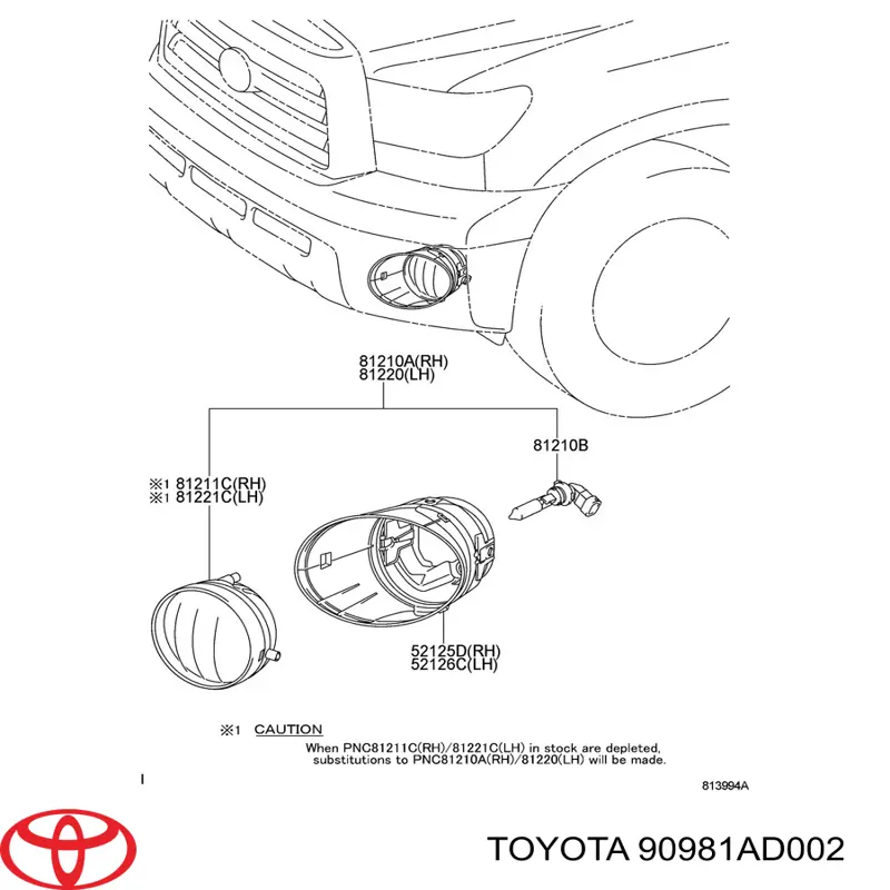 90981AD002 Toyota Протитуманні лампи