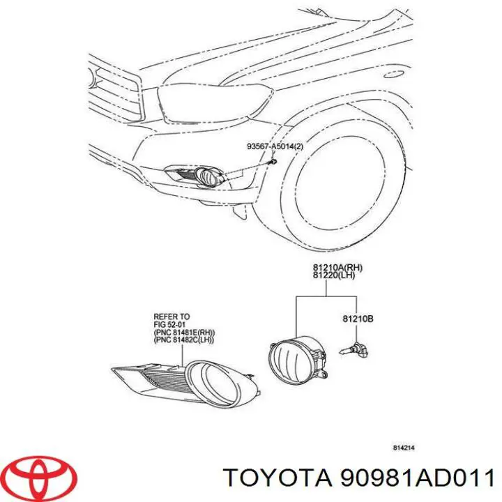 90981AD011 Toyota Лампа автомобільна