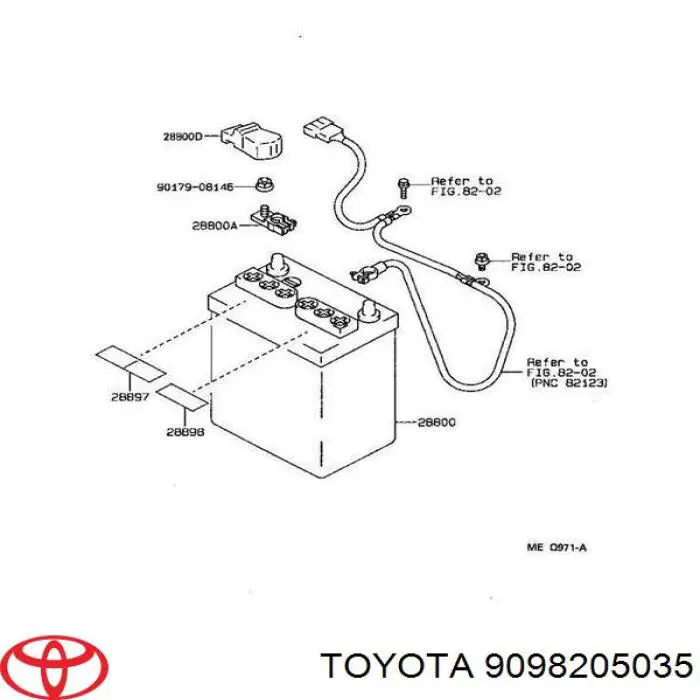 Клема акумулятора (АКБ) 9098205035 Toyota