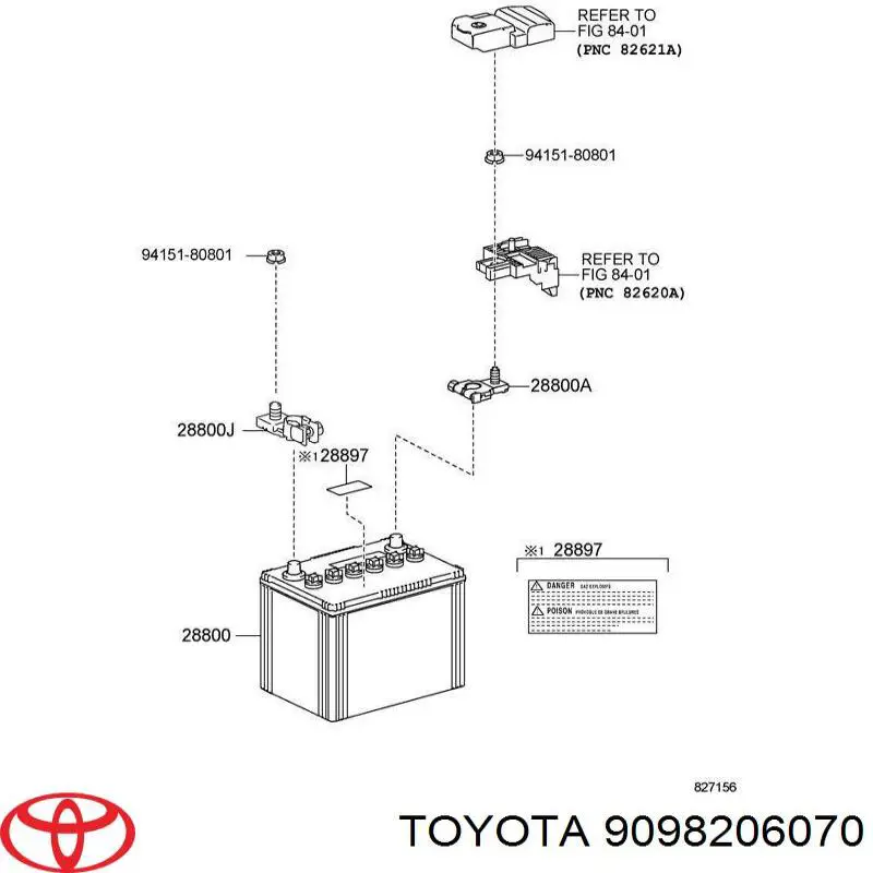 Клема акумулятора (АКБ) 9098206070 Toyota