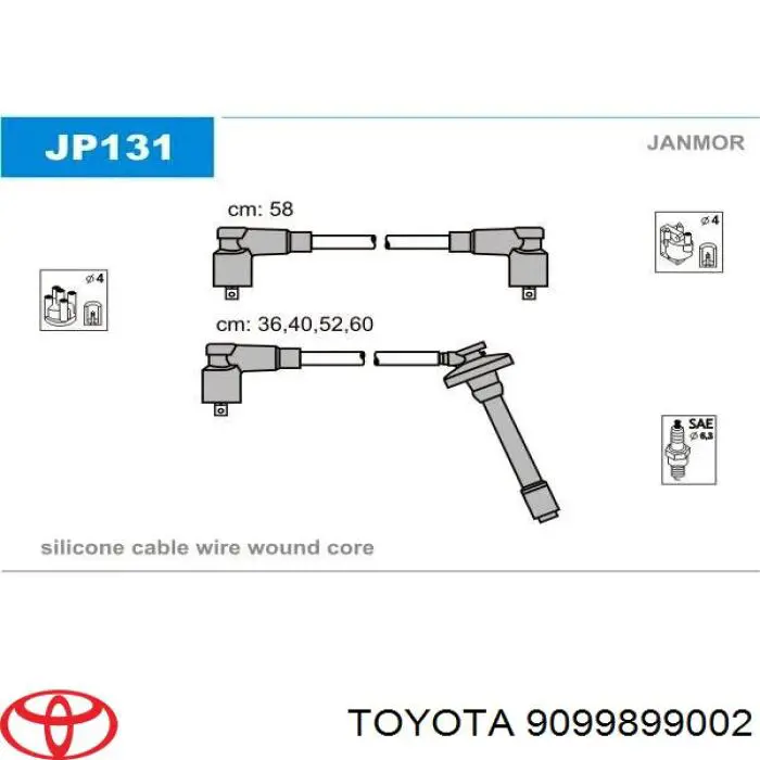 Дроти запалювання Toyota 9099899002 ціна, від 45.68 USD