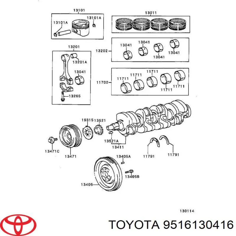 Шпонка коленвала Toyota 9516130416 ціна, від 1.29 USD