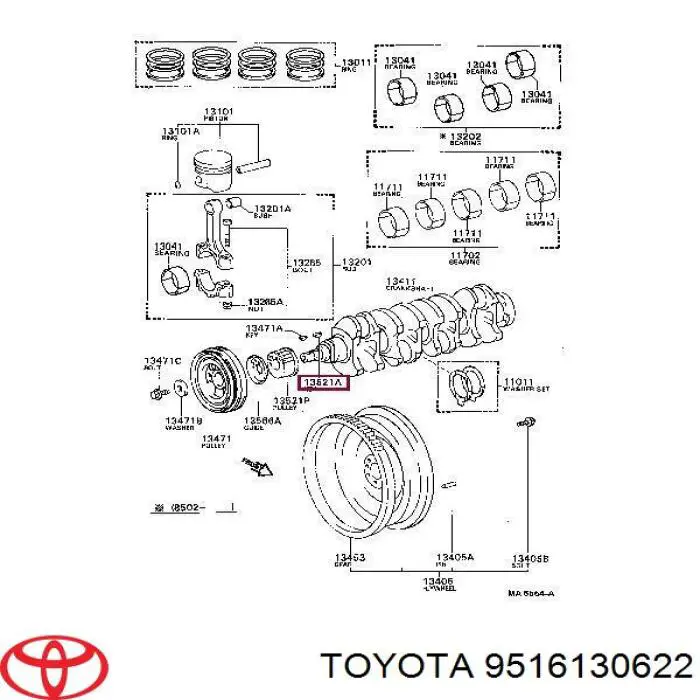 Шпонка коленвала 9516130622 Toyota