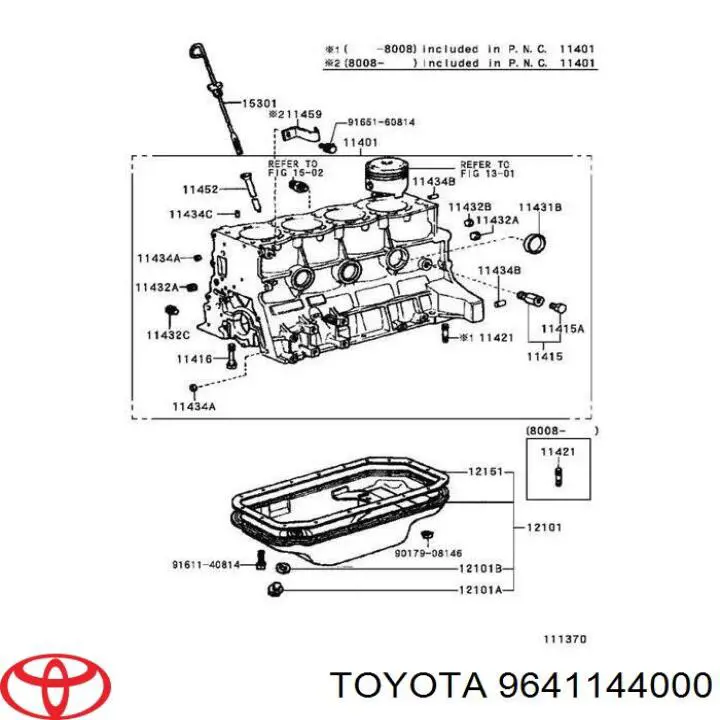 Купити 9641144000 Toyota Заглушка блоку циліндрів