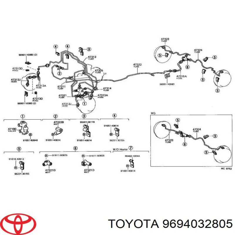 Шланг гальмівний задній 9694032805 Toyota