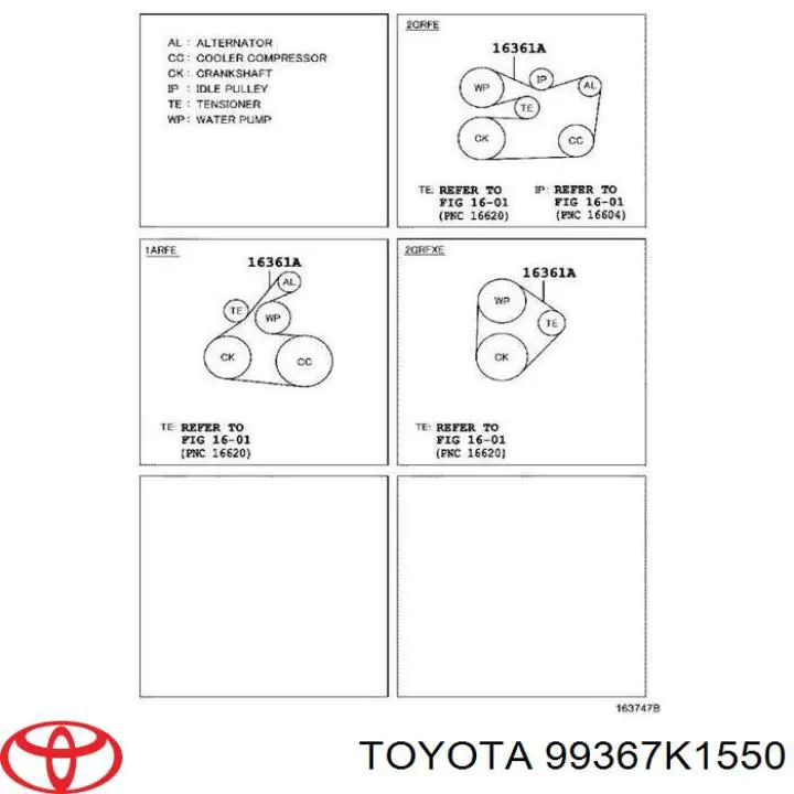 Ремінь приводний, агрегатів 99367K1550 Toyota