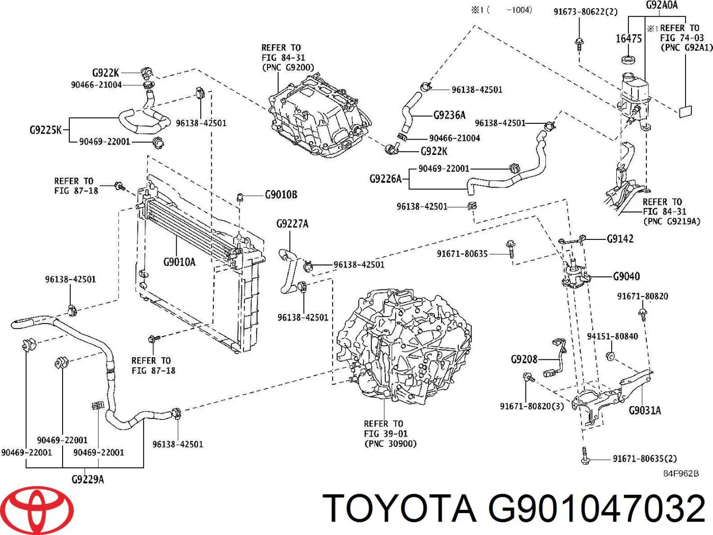 G901047032 Toyota Радіатор охолодження двигуна, додатковий