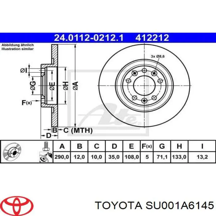 Диск гальмівний задній SU001A6145 Toyota