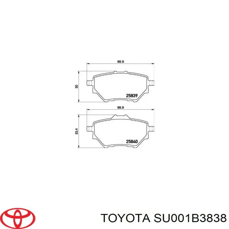 Задні гальмівні колодки Toyota SU001B3838 ціна, від 23.79 USD