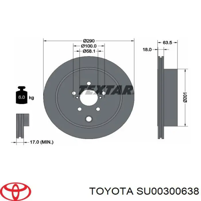 Задні дискові гальма Toyota SU00300638 ціна, від 38.73 USD