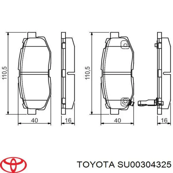 Задні гальмівні колодки Toyota SU00304325 ціна, від 16.47 USD