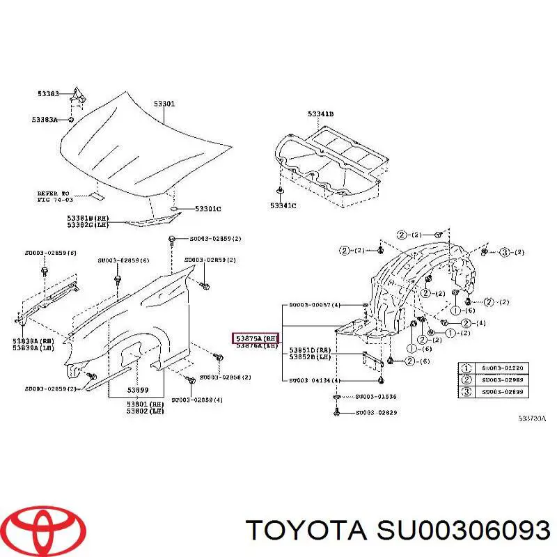 SU00306093 Toyota Підкрилок переднього крила, правий