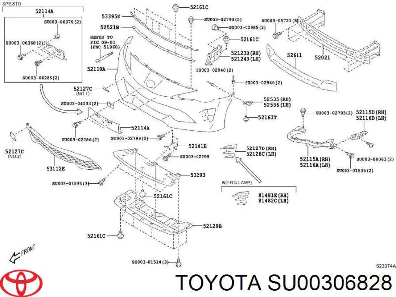 SU00306828 Toyota Бампер передній в зборі
