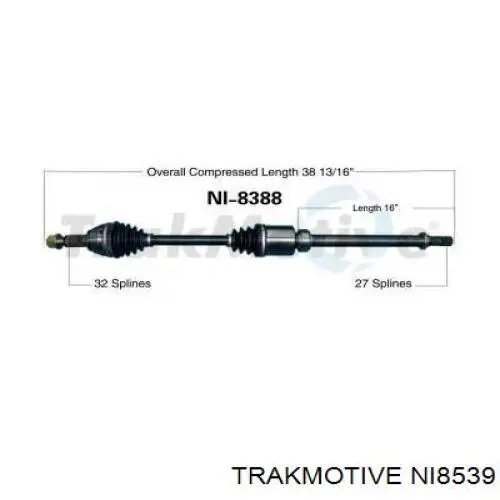 Піввісь права 391003TA0B Nissan/Infiniti