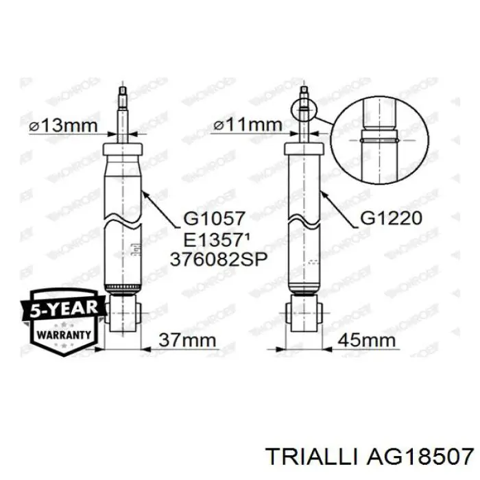 Амортизатор задній Trialli AG18507 ціна, від 31.67 USD