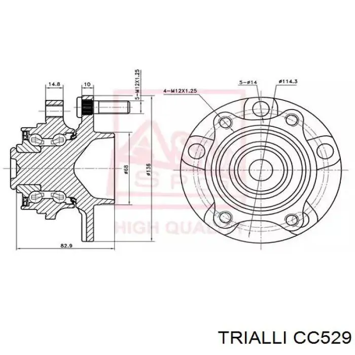 Хрестовина карданного валу Trialli CC529 ціна, від 15.56 USD