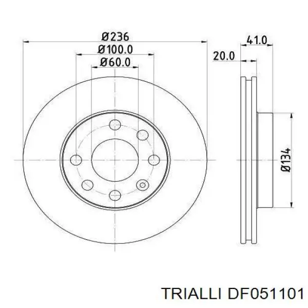 Диск гальмівний передній Trialli DF051101