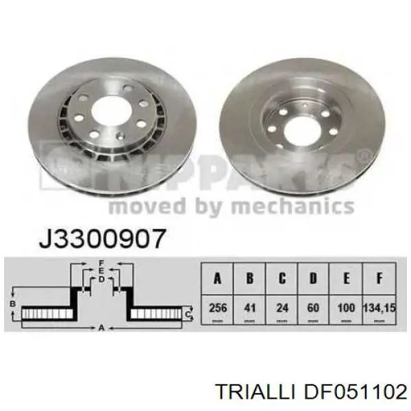 Диск гальмівний передній Trialli DF051102